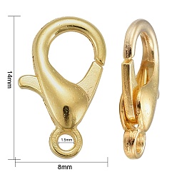 Golden Zinc Alloy Lobster Claw Clasps, Parrot Trigger Clasps, Cadmium Free & Nickel Free & Lead Free, Golden, 14x8mm, Hole: 1.8mm
