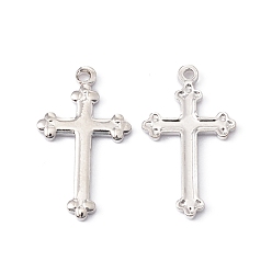 Платина Стойки обшивки латунные подвески, долговечный, без кадмия и без свинца, крест прелести, платина, 17.5x10x1 мм, отверстие : 1 мм