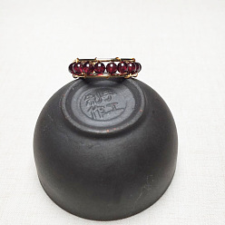 Гранат Кольца-манжеты из сплава с натуральным гранатом и круглыми бусинами, золотые, внутренний диаметр: регулируемый