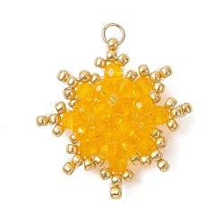 Оранжевый Стеклянные подвески, очарование солнца, граненые, с бисером, оранжевые, 25x8 мм, Перейти кольцо: 4x0.6 мм, внутренний диаметр: 2.8 мм