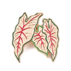 PapayaWhip Caladium Leaf Enamel Pin, Alloy Lapel Pin Backs for Backpack Clothes, Light Gold, PapayaWhip, 33.5x30.5mm