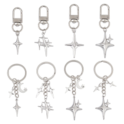Платина 8шт. подвески из сплава и брелки, с поворотными застежками из сплава и железными кольцами, платина, 59~90 мм, 8 шт / комплект
