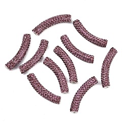 Розовый Латуни Ближнем Востоке шариков Rhinestone, трубка, светло-розовый, 46~47x9 мм, отверстие : 4 мм