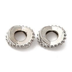 Платина Стойки обшивки латунь кубического циркония европейский шариков, бусины с большим отверстием, без кадмия и без свинца, долговечный, крест-накрест, платина, 4.5x10x8.5 мм, отверстие : 4 мм