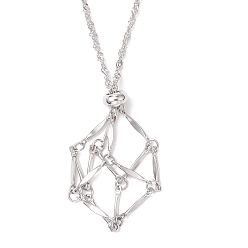 Нержавеющая Сталь Цвет 304 Нержавеющая сталь пустой макраме мешочек кулон сингапурская цепочка ожерелье изготовление, с латунными скользящими бусинами, цвет нержавеющей стали, 19.49 дюйм (49.5 см)