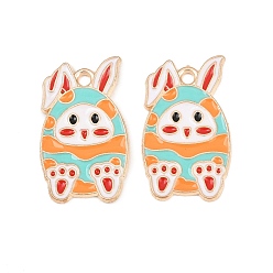 Разноцветный Подвески из сплава , с эмалью, Пасхальное яйцо с подвесками в виде кролика, золотой свет, красочный, 24x14x1.2 мм, отверстие : 1.8 мм