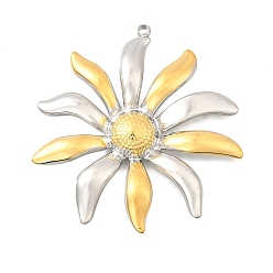 Цветок 304 подвески из нержавеющей стали, золотые и нержавеющая сталь цвет, цветок, 35x34x4 мм, отверстие : 1.6 мм