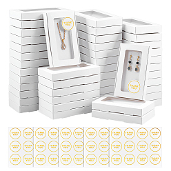 Белый 60 шт. почтовые коробки для хранения из крафт-бумаги с видимым окном, бумажные упаковочные ящики для транспортировки, прямоугольные, с 5 листами самоклеящиеся этикетки наклейки, белые, 13.6x8x1.8 см