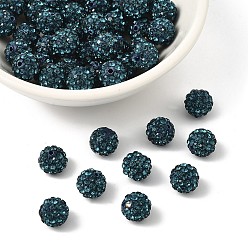 Синий Циркон Бусины со стразами, полимерная глина , pave disco бусины, класс А, синий циркон, С. 11 (1.7~1.8 мм), 8 мм, отверстие : 1.5 мм