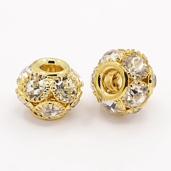 Golden Messing Klasse A Strass Laterne Perlen, golden, 11x9 mm, Bohrung: 3 mm