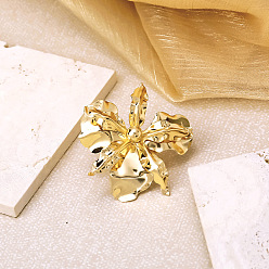 Light Gold Железные браслеты-манжеты с цветочным узором, открытые кольца для женщин, золотой свет, размер США 4 1/4 (15~20 мм)