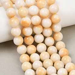 Bisque Dyed Natural White Jade Beads Strands, Smooth Round, Bisque, 10~10.2mm, Hole: 1mm, about 38pcs/strand, 14.96''~15.28''(38~38.8cm)