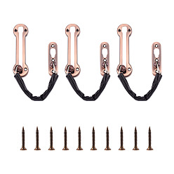 Cobre Rojo Cerradura de puerta de barra oscilante de acero inoxidable, accesorios de cierre trasero con cierre antirrobo, cobre rojo, 128x35x8.5 mm, agujero: 4 mm