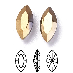 Золотистый Имитация австрийского хрусталя горный хрусталь, класс А, задние и задние, лошадиный глаз , корифена, 10x5x3 мм