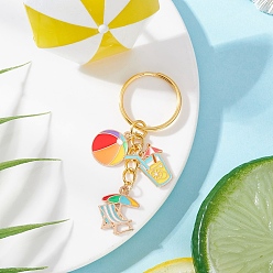 Коричневый Брелки из сплава эмали, с железными разрезными брелоками, морская тема, золотые, кофе, 70 мм, Кулон : 18~20x14.5~15.5x1 мм