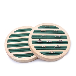 Vert Présentoirs à bagues en bois, recouvert de velours, plat rond, verte, 15x1.8 cm