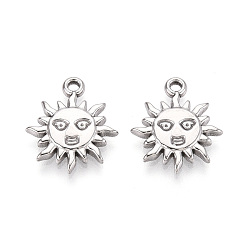 Нержавеющая Сталь Цвет 304 подвески из нержавеющей стали, анти-тускнение, очарование солнца, цвет нержавеющей стали, 18x15x2.5 мм, отверстие : 1.6 мм