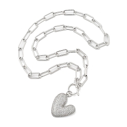 Платина Ожерелье с кулоном из кубического циркония, сердце, платина, 20.87 дюйм (53 см), подвеска: 31x28x7 мм.