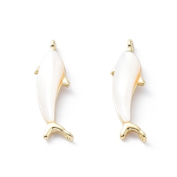 Настоящее золото 18K Подвески из латуни с покрытием для стойки, рыбные сосиски с ракушками, долговечный, реальный 18 k позолоченный, 21x6x3 мм, отверстие : 0.9 мм