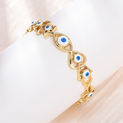 Настоящее золото 18K Латунь манжеты браслеты для женщин, разнообразные, эмалью сглаза, долговечный, стойки покрытие, без кадмия и без свинца, реальный 18 k позолоченный, 1/2 дюйм (1.3 см), внутренний диаметр: 2-1/8 дюйм (5.5 см)