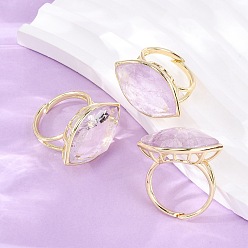 Аметист Кольца-манжеты из натурального аметиста с конским глазом, латунные регулируемые кольца для женщин, золотые, 28x19.5 мм, размер США 9 3/4 (19.5 мм)