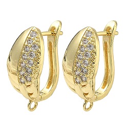 Золотой Латунь микро проложить кубические данные о серебристой цирконии, без кадмия и без свинца, стойки покрытие, долговечный, защёлка с петлёй, золотые, 23x14x10.5 мм, отверстие : 1.6 мм, штифты : 1 мм