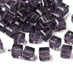 Темно-синий  Шифер К 9 стекло, имитация Австрийские кристаллические шарики, класс AAA, граненые, кубические, темный сланец синий, 8x8x8 мм (размер в пределах диапазона погрешностей 0.5~1 мм), отверстие : 0.9~1.6 мм