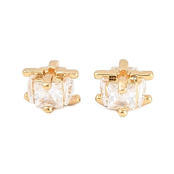 Золотой Латунные прозрачные бусины из кубического циркония, кубические, долговечный, стойки покрытие, без свинца и без кадмия, золотые, 6x6x5 мм, отверстие : 1.2 мм