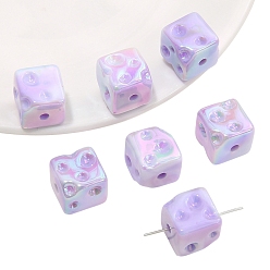 лаванда 5 непрозрачные акриловые бусины, сыр, лаванда, 14x14x14 мм, отверстие : 2.5 мм