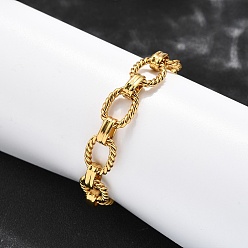 Золотой 304 женские браслеты-цепочки с овальными звеньями из нержавеющей стали, ионное покрытие (ip), золотые, 7-1/8 дюйм (18 см) в длину + 28 удлинитель мм