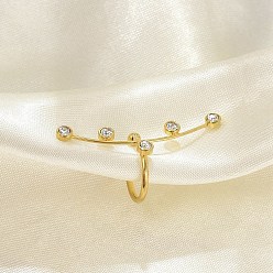 Настоящее золото 18K 304 серьги-манжеты из нержавеющей стали, со стразами, реальный 18 k позолоченный, 12x30.5 мм