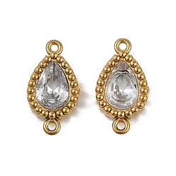 Прозрачный Ионное покрытие (ip) 304 подвески-подвески из нержавеющей стали с кубическим цирконием в форме капли, реальный 18 k позолоченный, прозрачные, 12.5x6.5x2.5 мм, отверстие : 0.8 мм