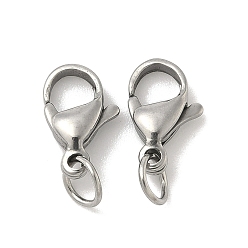 Платина 304 нержавеющая сталь застежка когтя омара, с целью перехода в кольце, платина, 11.5x7.5x3.5 мм, отверстие : 3.5 мм