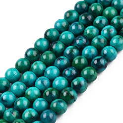 Vert Foncé Brins de perles rondes en jade blanc océan naturel teint, vert foncé, 4mm, Trou: 1mm, Environ 92 pcs/chapelet, 15.7 pouce
