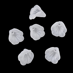 Weiß Gefrostete Perlenkappen aus Acryl, Blume, weiß, 14x14.5x14.5 mm, Bohrung: 1.5 mm, ca. 980 Stk. / 500 g