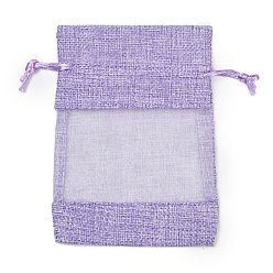 Лиловый Пакеты для упаковки в хлопок, шнурок сумки, с лентами из органзы, сирень, 14.8x10x0.35 см