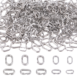 Stainless Steel Color 250Pcs 5 Styles 304 Stainless Steel Oval Fishing Split Rings, Bait Connection Double Ring, Stainless Steel Color, 7~10x4~6x1~2mm, 50pcs/style
