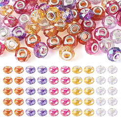 (52) Непрозрачная лаванда 50 шт. 5 цвета, краска для выпечки, прозрачные стеклянные европейские бусины, бусины с большим отверстием, с медными сердечниками, с покрытием AB цвета, граненые, рондель, разноцветные, 13.5~14x9~9.5 мм, отверстие : 5 мм