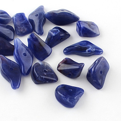 Medium Blue Chip Imitation Gemstone Acrylic Beads, Medium Blue, 19~28x14~19x6~13mm, Hole: 2mm, about 310pcs/500g