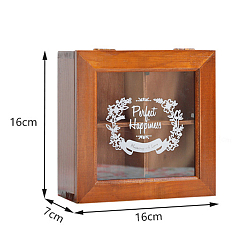 Кокосово-Коричневый 4 решетчатая деревянная коробка для хранения украшений, коробочка для шоколада с окошком из прозрачного стекла, прямоугольник с цветочным узором, кокосового коричневый, 7x16x16 см