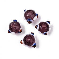 Фиолетовый Бусины лэмпворк , ухабистый rondelle, фиолетовые, 10.5~11.5x10~12x7~8.5 мм, отверстие : 1.8~2 мм