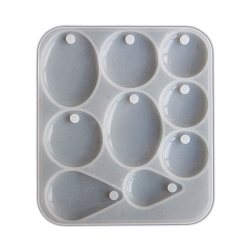 Белый DIY силиконовые формы для кулона, изготовление украшений, формы для литья смолы, для уф-смолы, изготовление ювелирных изделий из эпоксидной смолы, слеза и овал и плоский круглый, белые, 158x139x10 мм