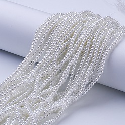 White Glass Pearl Beads Strands, Pearlized, Round, White, 3~4mm, Hole: 1mm, about 190~200200pcs/strand, 25.59 inch(65cm)