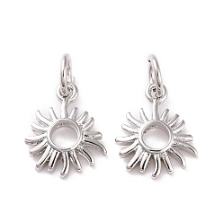 Платина Латунь прелести, с целью перехода в кольце, без кадмия и без свинца, солнце, платина, 12x9.5x2 мм, отверстие : 3 мм