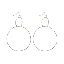 Нержавеющая Сталь Цвет 304 из нержавеющей стали болтаться серьги, с пластиковыми гайками уха, кольцо, цвет нержавеющей стали, 70 мм, штифты : 0.6 мм