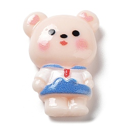 Медведь Океанская тема, мультяшные кабошоны из непрозрачной смолы, Небесно-голубой, медведь, 25x17x7.5 мм