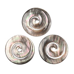 черная губная раковина Оболочки губ натуральный черный кабошоны, вихревые, 32x2 мм