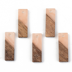Легкий Лосось Подвески из смолы и ореха, непрозрачный, прямоугольные, светлый померанцевый, 20x6.5x3 мм, отверстие : 1.8 мм