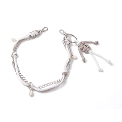 Гейнсборо Веревка из полиэстера и спандекса, плетеная из натуральных и человеческих ракушек каури, подвеска на железную цепочку для сумки, декоративные цепочки, с поворотными застежками сплава, платина, светло-серые, 453 мм