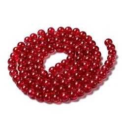 Red Spray Painted Crackle Glass Beads Strands, Round, Red, 8mm, Hole: 1.3~1.6mm, about 100pcs/strand, 31.4 inch